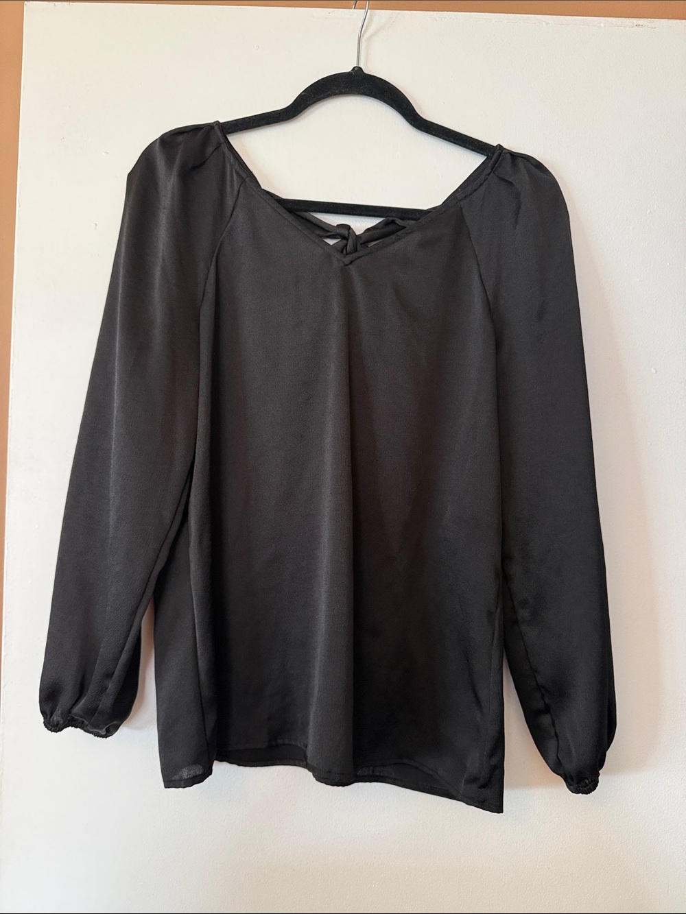 Nine West Women’s Black Long-Sleeve V-Neck Blouse